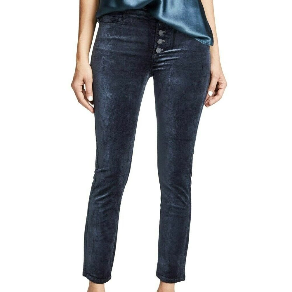 Paige Hoxton Ankle Peg Midnight Slate Velvet Pants Size 26 New $189